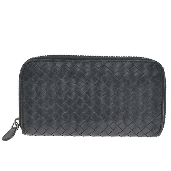 BOTTEGA VENETA Intrecciato Long Zipper Around Wallet Leather Black - Picture 1 of 16
